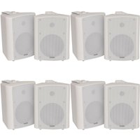 Loops 8x 120W White Wall Mounted Stereo Speakers 6.5" 8Ohm Premium Home Audio Music