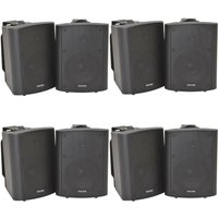 Loops 8x 120W Black Wall Mounted Stereo Speakers 6.5" 8Ohm Premium Home Audio Music
