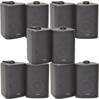 Loops 10x 120W Black Wall Mounted Stereo Speakers 6.5" 8Ohm Premium Home Audio Music