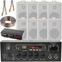 Loops Bluetooth Wall Speaker Kit 4 Zone Stereo Amp & 8x White Wall Background Music