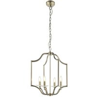 Loops Hanging Ceiling Pendant Light Antique Brass & Crystal 4 Bulb Classic Feature in Metallics