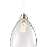 Loops Hanging Ceiling Pendant Light Shade Clear Glass & Chrome Slim Round Dome Bowl
