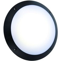 Loops IP65 Outdoor Bulkhead Lamp & Microwave Sensor Matt Black Plain 12W Daylight LED