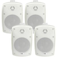 Loops 4x 8" 160W White Outdoor Rated Speakers 8 OHM Weatherproof Wall Mounted HiFi