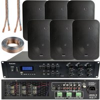 Loops 1200W Bluetooth Sound System 6x 200W Black Wall Speaker 6 Zone Matrix Amplifier