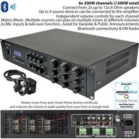 Loops 1200W LOUD Outdoor Bluetooth System 6x 140W Black Speaker Weatherproof Music Player