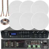 Loops 1200W Bluetooth Sound System 6x 120W Slim Ceiling Speaker 6 Zone Mixer Amplifier