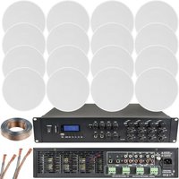 Loops 1600W Loud Bluetooth Sound System 16x 100W Slim Ceiling Speaker 8 Zone Amplifier