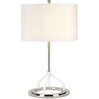 Loops Table Lamp White Shade Dark Grey Polished Nickel Finish LED E27 60W Bulb in Metallics