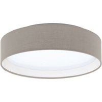 Loops Flush Ceiling Light Colour White Shade Taupe Fabric Bulb LED 11W Included
