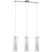 Loops Pendant Light Chrome Shade Clear White Glass Glass Opal Matt Bulb E27 3x60W
