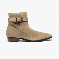Ricardo Buckle Cuban Heel Ankle Boots Sand Light