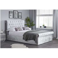 Birlea Grey Fabric Ottoman Bed Frame Storage Sienna Crushed Velvet in Metallic Silver | Size: Double
