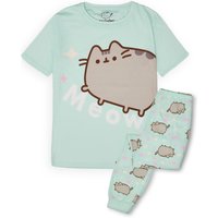 Pusheen Girl's Kids Short Sleeve Long Leg Pyjama Set (Green) | Size: 11-12 Years