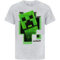Minecraft Boy's Kids Short Sleeved T-Shirt (Grey) in Black | Size: 7-8 Years