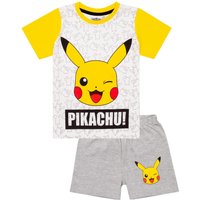 Pokemon Boy's Kids Short Sleeve Short Leg Pyjama Set (White) in White | Size: 5-6 Years