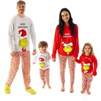 The Grinch Character Long Sleeve Long Leg Pyjama Set | Unisex Kids Red | Officially Licensed Merch | Size: 5-6 Years