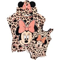 Disney Girl's Toddler Poncho Towel & 1 Piece Swimming Costume Set (Pink) in Pink | Size: 2-3 Years