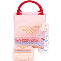 DC Comics Women's Lunch Bag Bottle & Snack Pot | Pink | Official Merch