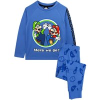 Nintendo Boy's Kids Long Sleeve Long Leg Pyjama Set (Blue) in Blue | Size: 13-14 Years