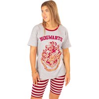 Harry Potter Women's Short Sleeve Cycling Short Pyjama Set | Grey | Official Merch | Size: Medium
