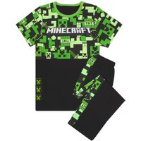 Minecraft Boy's Kids Short Sleeve Long Leg Pyjama Set (Green) in Green | Size: 7-8 Years