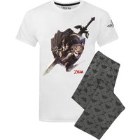 Nintendo Men's Short Sleeve Long Leg Pyjama Set | White | Official Merch | Size: XL