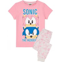Sonic the Hedgehog Girl's Kids Short Sleeve Long Leg Pyjama Set (Pink) in Pink | Size: 9-10 Years