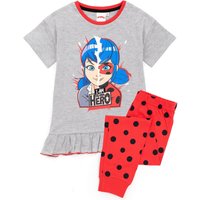 Miraculous Girl's Kids Short Sleeve Long Leg Pyjama Set (Grey) in Grey | Size: 5-6 Years