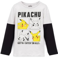 Pokemon Boy's Kids Long Sleeved T-Shirt (Grey) in Grey | Size: 13-14 Years