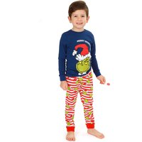 The Grinch Boy's Kids Long Sleeve Long Leg Pyjama Set (Blue) in Blue | Size: 3-4 Years