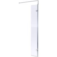 Balterley 8mm Hinged Return Screen & Support Bar: 300mm x 1850mm, Chrome in Silver