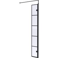 Balterley 8mm Safety Glass Black Framed Wetroom Swing Screen - 300mm
