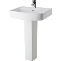 Balterley Square 1 Tap Hole Basin & Full Pedestal 600 x 810 x 460mm in White