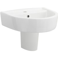 Balterley 1 Tap Hole Basin & Semi Pedestal Fireclay Wall Hung Sink 420mm - White