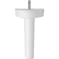 Balterley Mila Ceramic D Shape Basin & Full Pedestal 420mm White Bathroom Sink