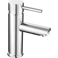 Balterley Evian Minimalist Round Mono Basin Mixer Tap & Push Button Waste Chrome in Silver