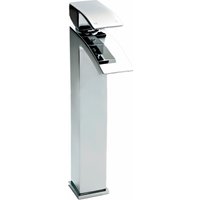 Balterley Contemporary Square Tall Single Lever Deck Mounted Mono Basin Mixer Tap, High Rise Design, 307 x 52 x 139mm, Chrome in Silver