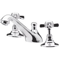 Balterley Kingsey Crosshead 3 Tap Hole Basin Tap & Pop Up Waste - Chrome in Silver
