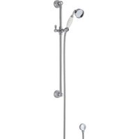 Balterley Traditional Slide Rail Shower Kit with Outlet Elbow Chrome White in Silver
