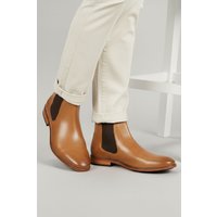 Silver Street London Men's Argyll Leather Formal Chelsea Boots in Tan | Size: 8