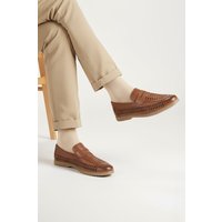 Silver Street London Men's Perth Leather Woven Loafers in Brown | Size: 11