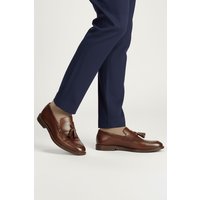 Silver Street London Men's Charleston Premium Leather Tassel Loafers in Brown | Size: 12