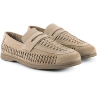 Silver Street London Men's Perth Suede Leather Woven Loafers in Light Sand | Size: 9