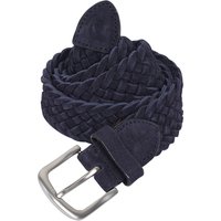 Silver Street London Men's Kingston Suede Leather Woven Belts in Navy | Size: Large