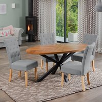 Artemis Home Dosenna Oval Dining Table Set with 4 Pienza Fabric Chairs in Grey