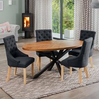 Artemis Home Dosenna Oval Dining Table Set with 4 Ravenna Fabric Chairs in Black