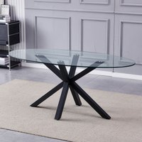 Artemis Home Orvino 180cm x 90cm Glass Oval Dining Table in Clear | Size: 180 cm x 90 cm