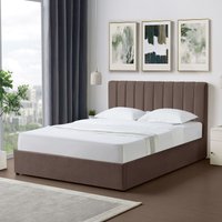 Artemis Home Evelynne Fabric 150cm Kingsize Ottoman Bed Frame with Storage in Dark Brown | Size: King