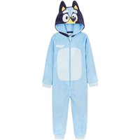 Bluey Boy's Fleece Onesie with Hood Cosy Fluffy Loungewear Nightwear in Blue | Size: 3-4 Years